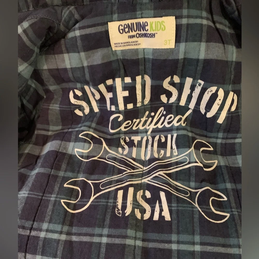 Genuine Kids From Oshkosh Boys Plaid Flannel Lined Jacket Coat Blue Size…